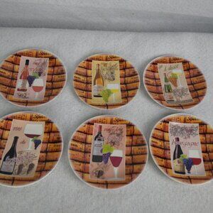 Philippe Deshoulieres Limoges Wine Appetizer Plates Les Vines set of 6